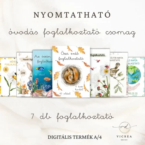 Óvodás foglalkoztató csomag – 7db kreatív, nyomtatható PDF egyben