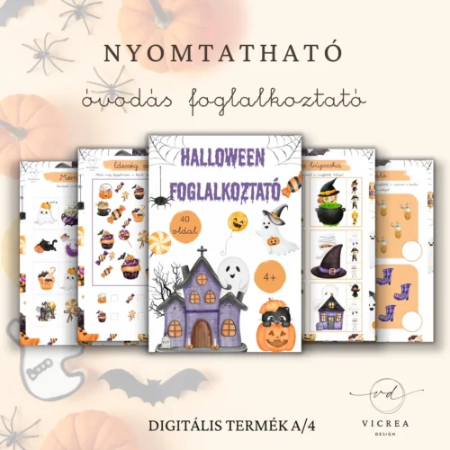 Varázslatos Halloween foglalkoztató ovisoknak! 40 oldalas nyomtatható játékgyűjtemény aranyos szellemekkel, tökökkel és boszorkányokkal – fejlesztő és vidám!