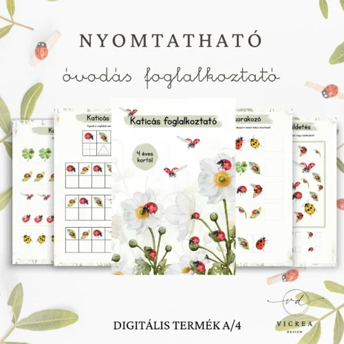 Katicabogaras foglalkoztató gyerekeknek (4 éves kortól) 15 oldalas