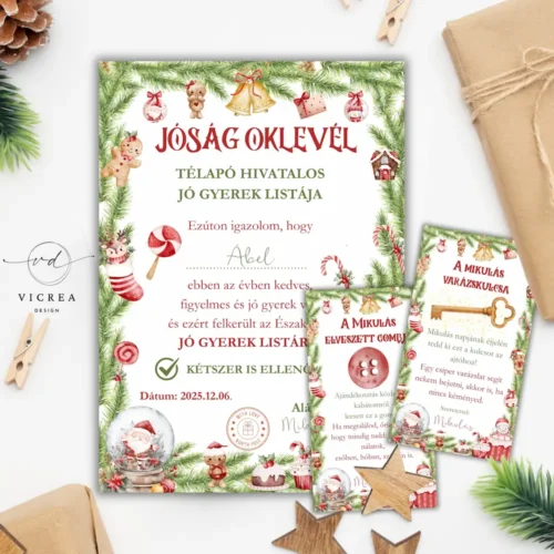 személyre szabott Mikulás levél és boríték