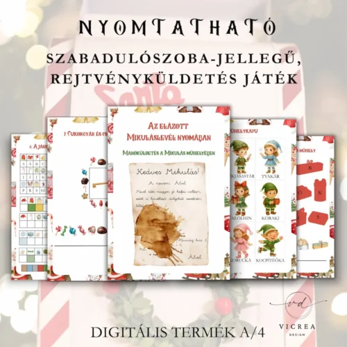 Mikulásos szabadulószoba jellegű nyomtatható játék