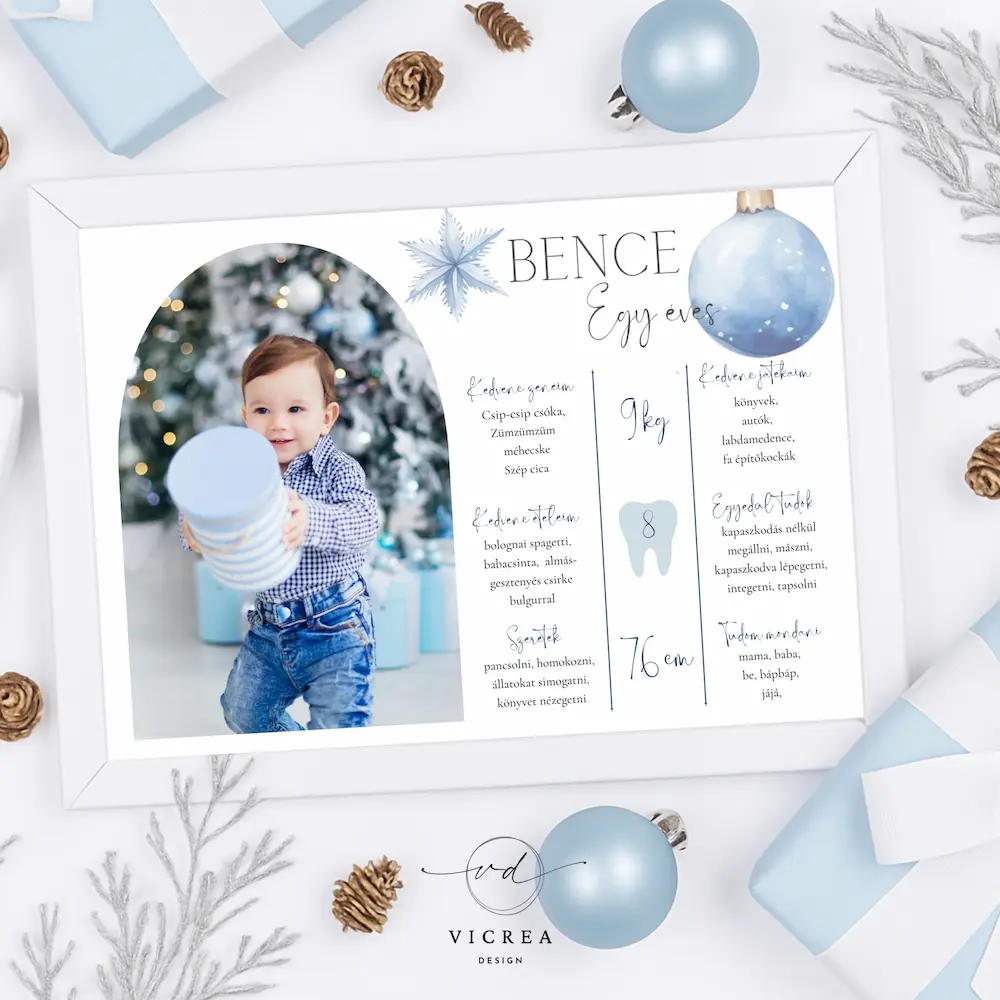 vicreadesign karácsonyi egyéves babaposzter kép kisfiús