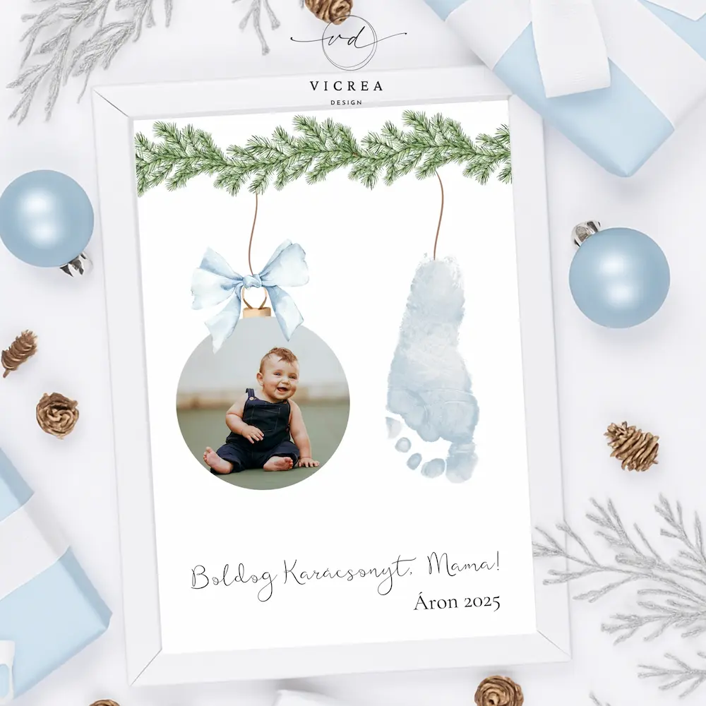 vicreadesign karácsonyi láblenyomatos kép kisfiús