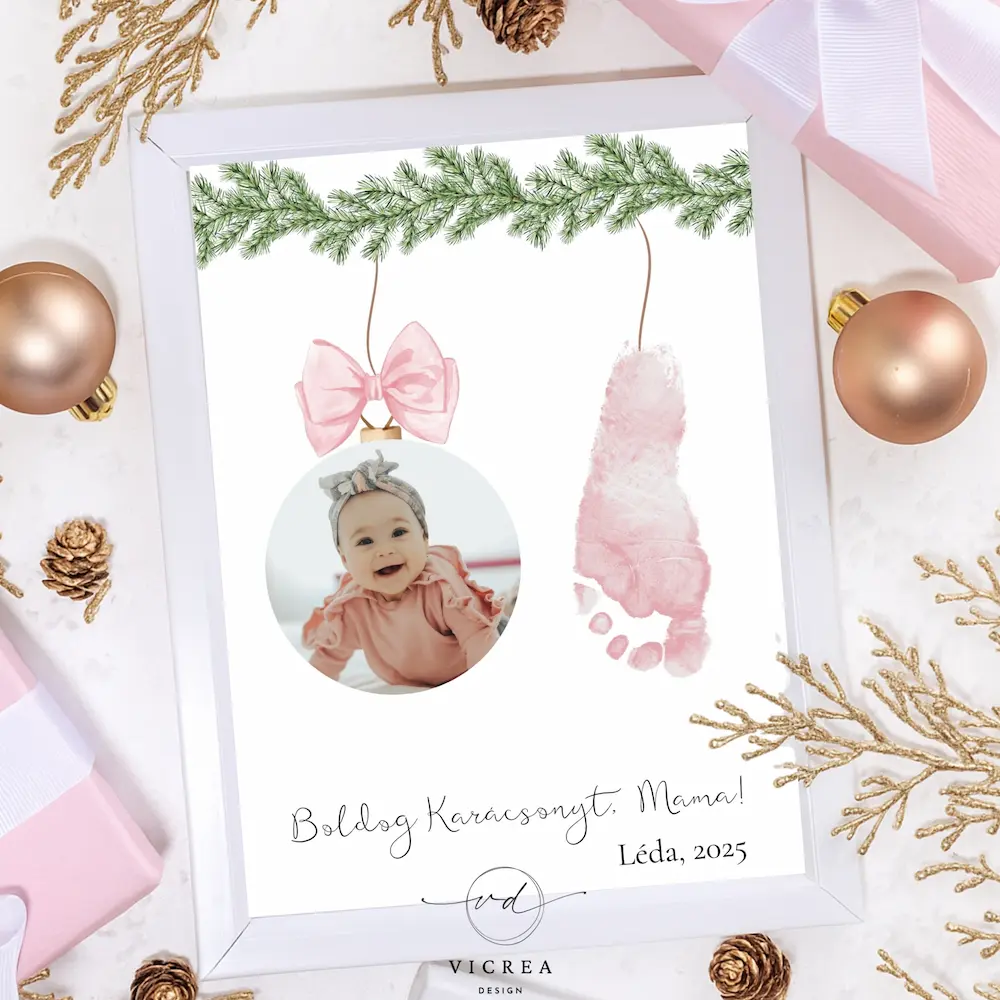 vicreadesign karácsonyi láblenyomatos kép kislányos