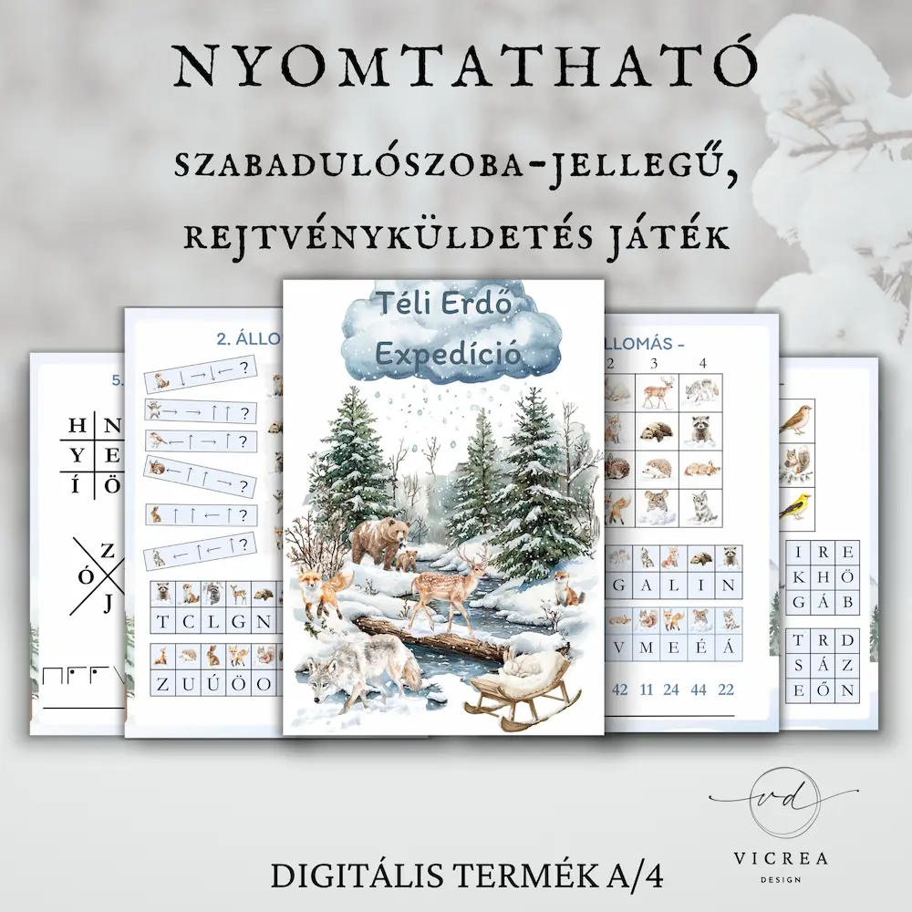 Vicrea Design téli erdő nyomtatható szabadulószoba