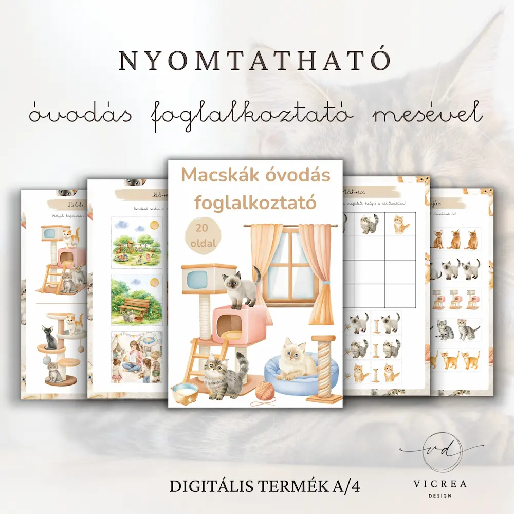 vicrea-design-nyomtathato-macskas-ovodas-foglalkoztato (1) Vicrea Design nyomtatható macskás óvodás foglalkoztató