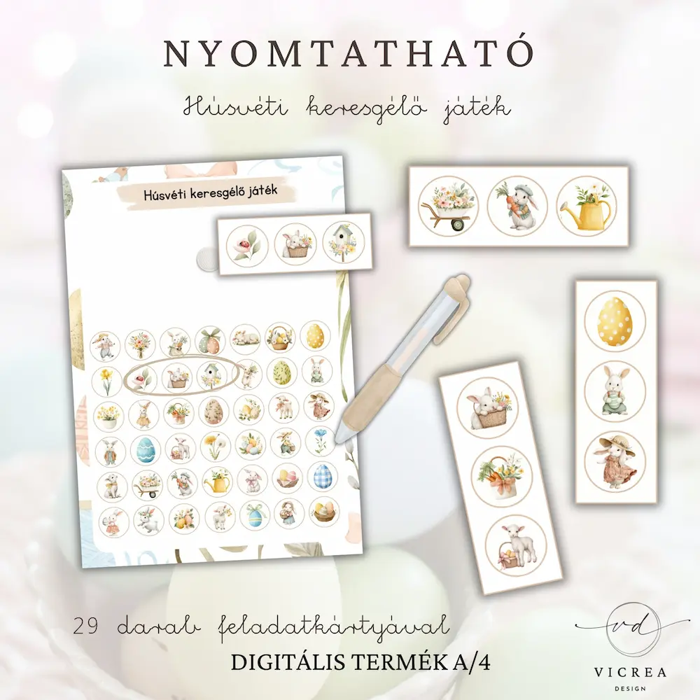 Vicrea Design nyomtatható húsvéti játékgyűjtemény
