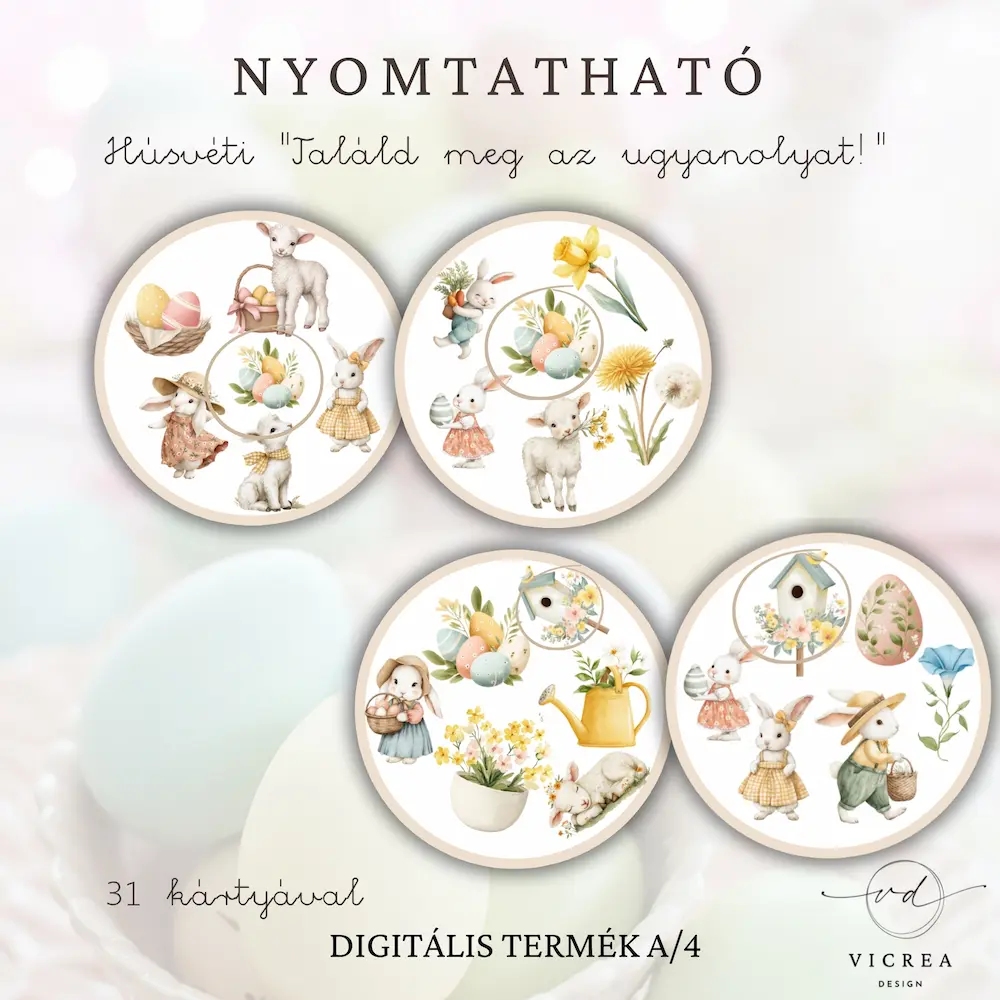 Vicrea Design nyomtatható húsvéti játékgyűjtemény