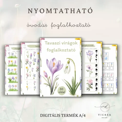 Vicrea Design Nyomtatható tavaszi virágok óvodás foglalkoztató