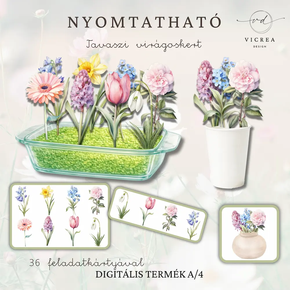 Vicrea Design nyomtatható tavaszi virágok játékgyűjtemény