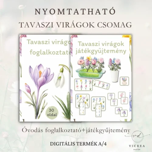 Vicrea Design Tavaszi virágok csomag, nyomtatható foglalkoztató és játékgyűjtemény