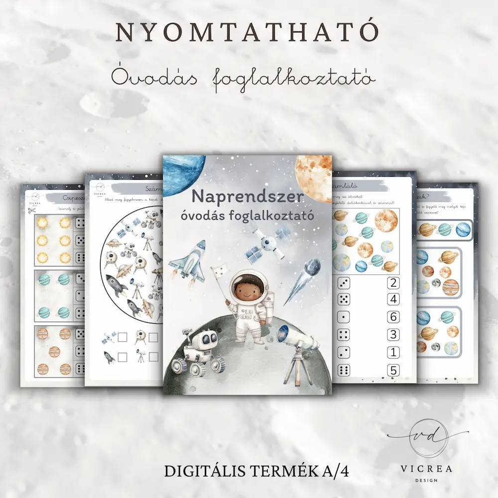 Vicrea Design Naprendszer nyomtatható foglalkoztató óvodásoknak