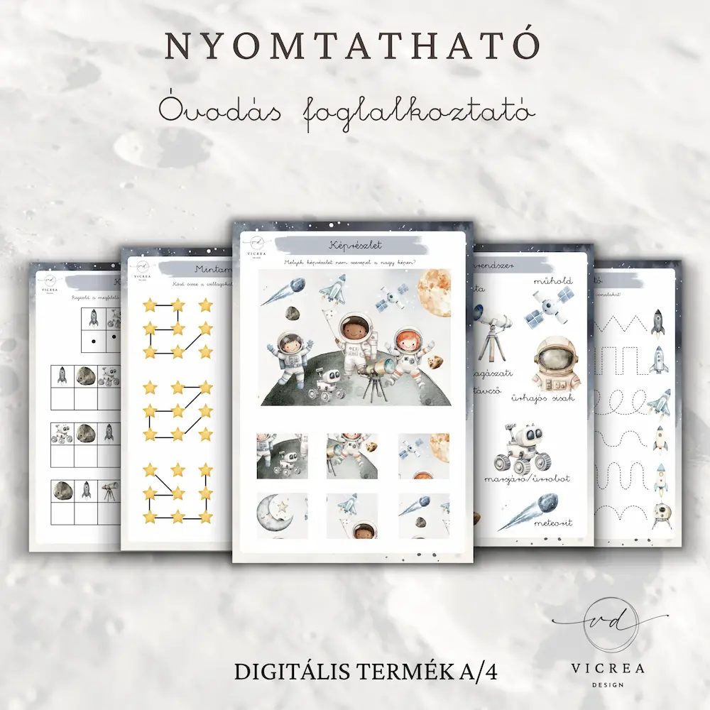 Vicrea Design Naprendszer nyomtatható foglalkoztató óvodásoknak