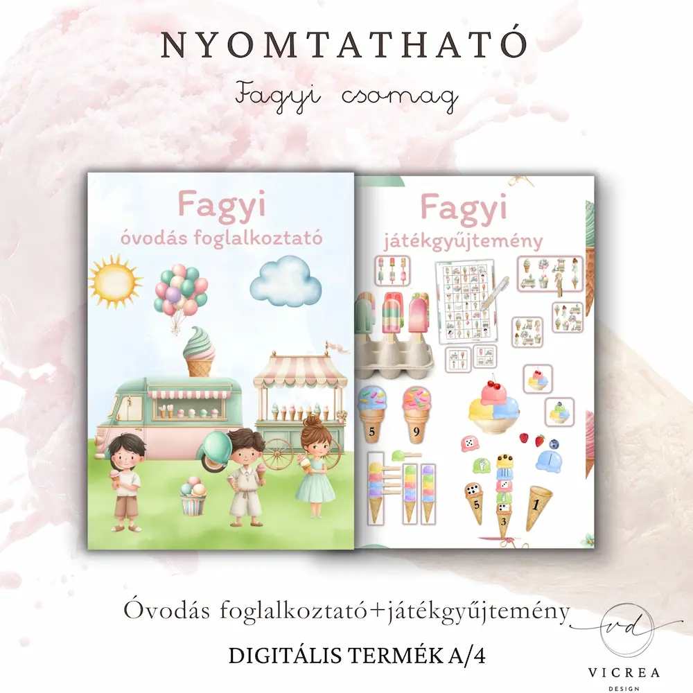 Vicrea Design fagyi csomag nyomtatható foglalkoztató és játékgyűjtemény egyben