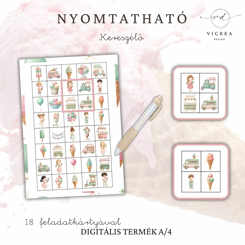 Vicrea Design Fagyi nyomtatható játékgyűjtemény óvodásoknak