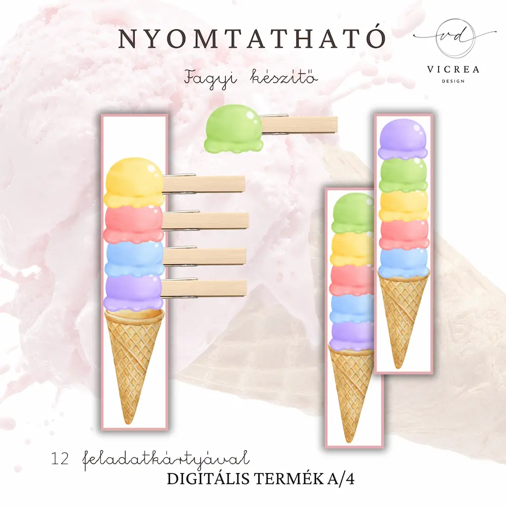 Vicrea Design Fagyi nyomtatható játékgyűjtemény óvodásoknak