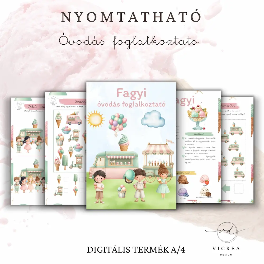 Vicrea Design Fagyi óvodás nyomtatható foglalkoztató