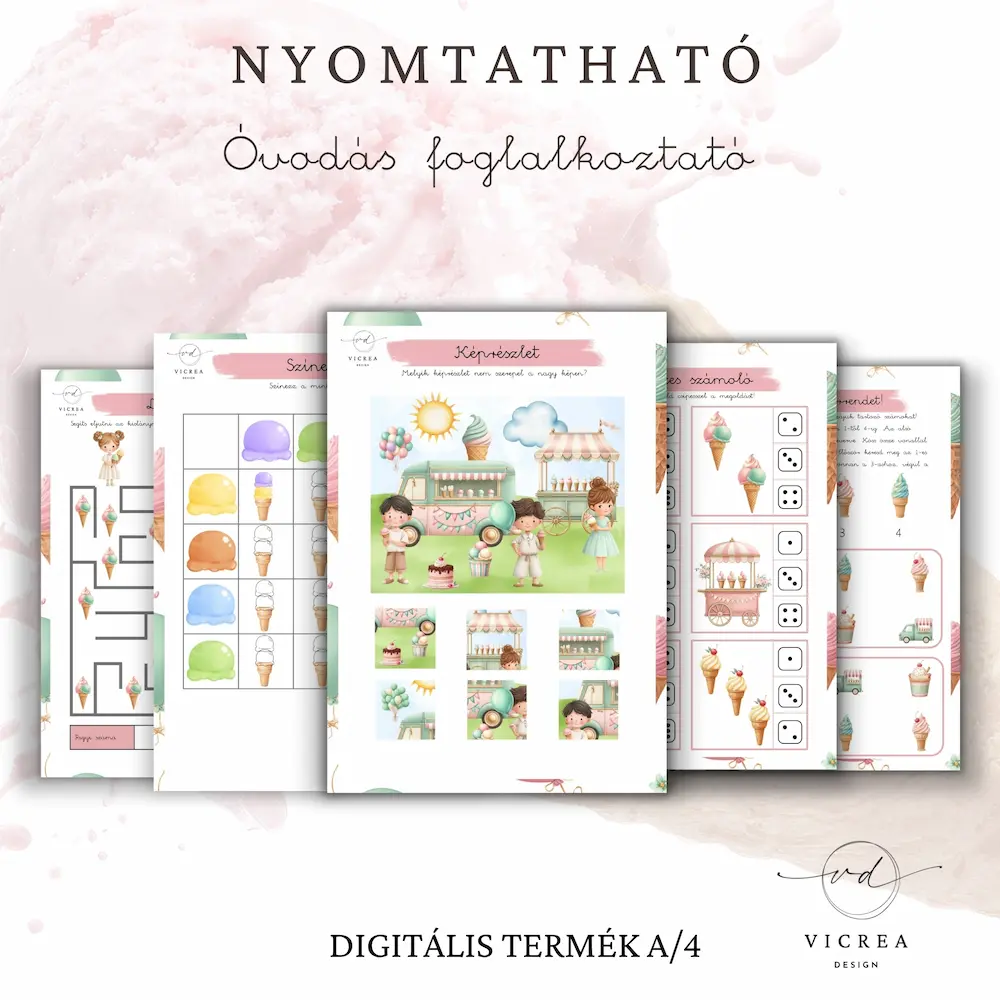Vicrea Design Fagyi óvodás nyomtatható foglalkoztató