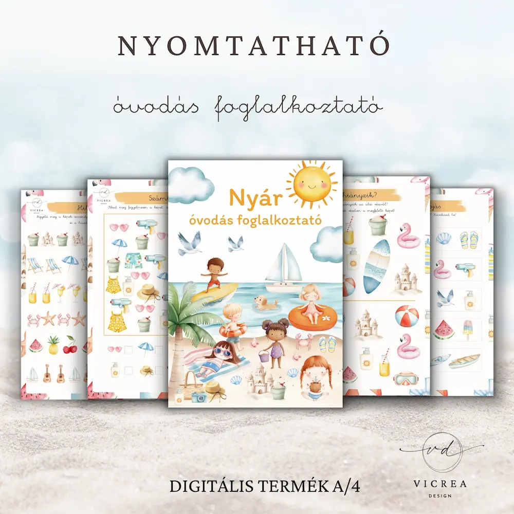 vicrea-design-nyomtathato-nyari-foglalkoztato (1) Vicrea Design Nyomtatható Nyári foglalkoztató óvodásoknak