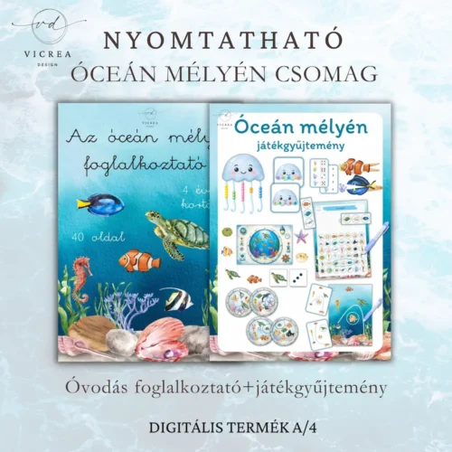 Vicrea Design Óceán Mélyén csomag, nyomtatható foglalkoztató és játékgyűjtemény óvodásoknak