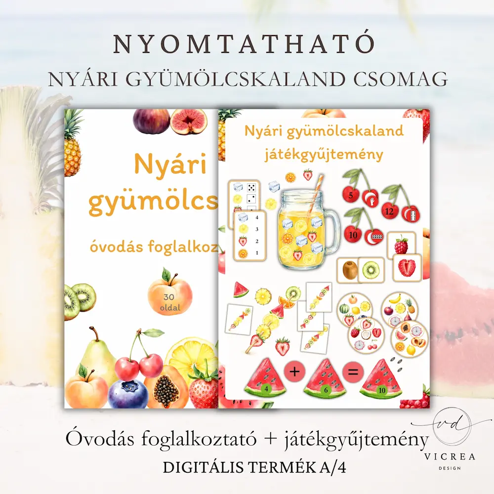 Vicrea Design Nyári gyümölcskaland csomag, foglalkoztató és játékgyűjtemény