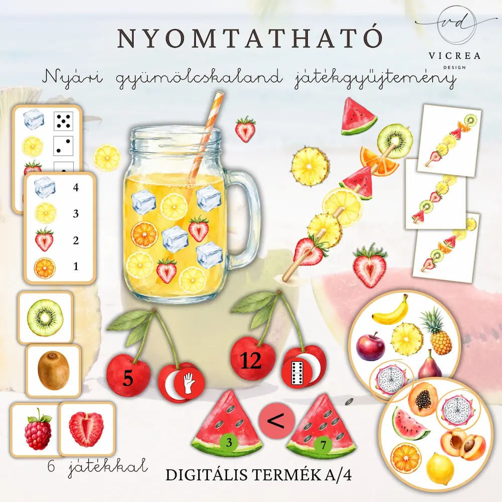 Vicrea Design Nyári gyümölcskaland játékgyűjtemény