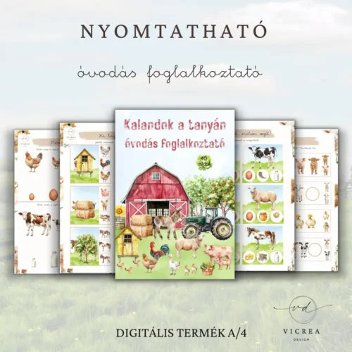 Vicrea Design Kalandok a tanyán óvodás nyomtatható foglalkoztató